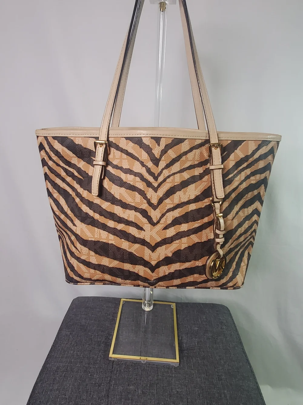 SOLD Michael Kors Beige and Black Zebra-Print Tote